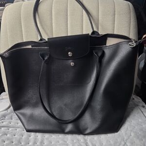 Longchamp Black Leather Tote Bag